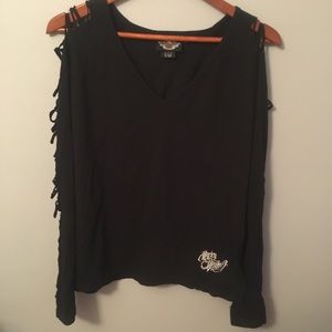 Harley Davidson Shredded Long Sleeve Top